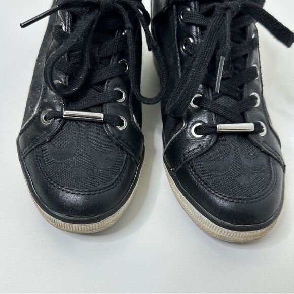 Coach Dorean Wedge High Top Sneaker Black Size 6.5 - Picture 6 of 10
